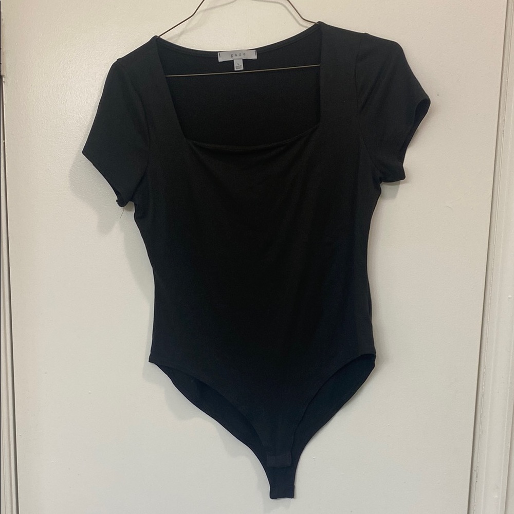 Gaze Black Square Neck Bodysuit